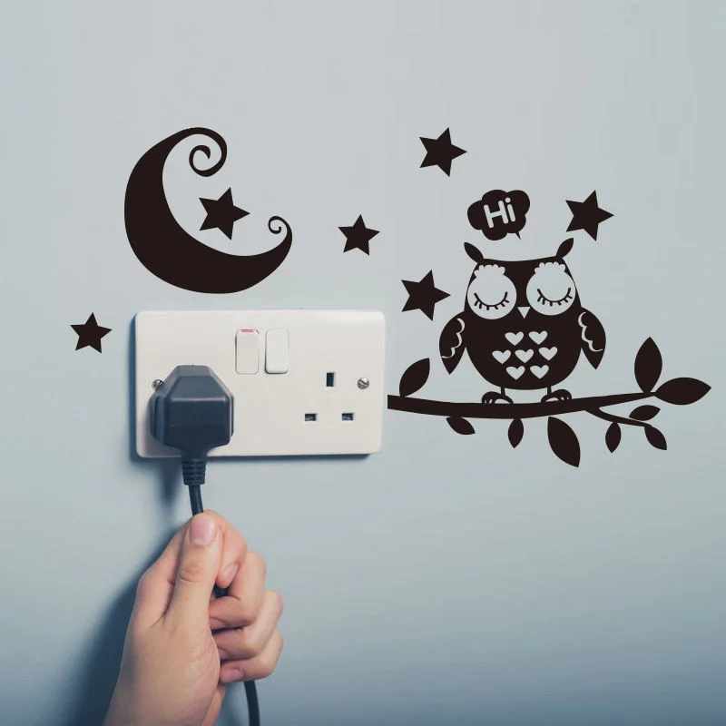 

Star Moon Owl Removable Switch Sticker Room Living Room Wall Stickers Art Decorative Lights 2SS0028