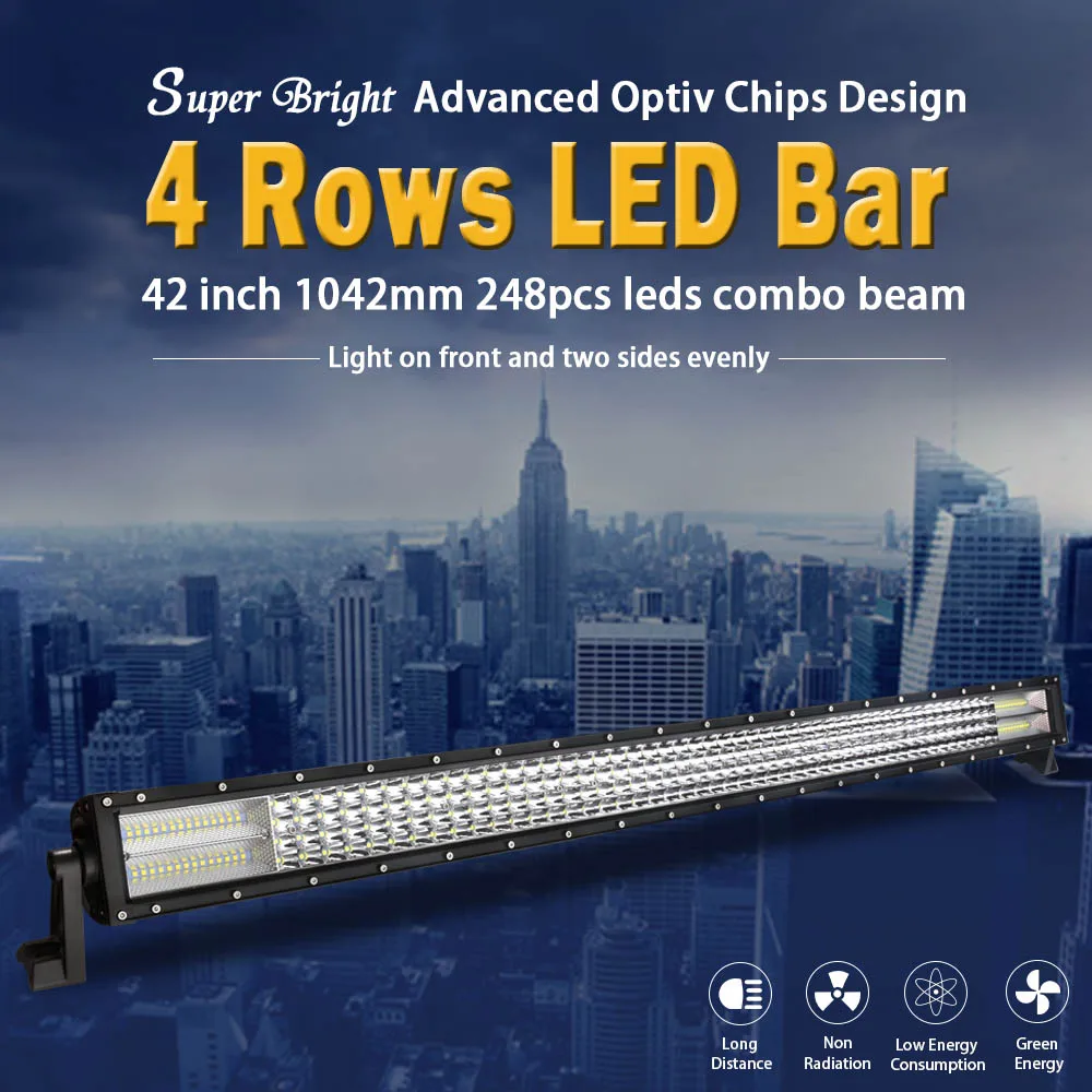 

42 Inch 4 Rows Led Work light Led Bar for Off Road 4x4 4WD ATV UTV SUV Driving Motorcycle Light Truck Led Light Bar Auto Lamp