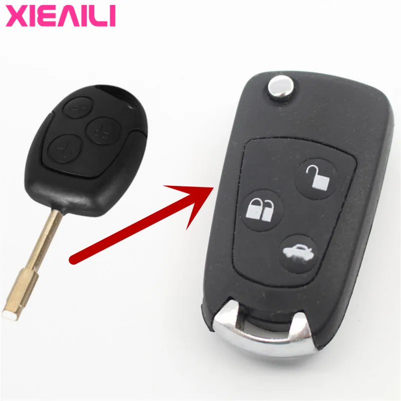 

XIEAILI OEM 3Button Modified Folding Remote Key Case Shell For Ford Focus/Mondeo/Festiva/Expedition/S-max Key Fob Case S286
