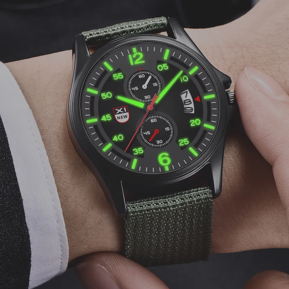 

Men's Wrist Watch Military Nylon Waterproof Date Quartz Analog Army Quartz Watch Reloj Hombre 2019 Men Wristwatch Clock