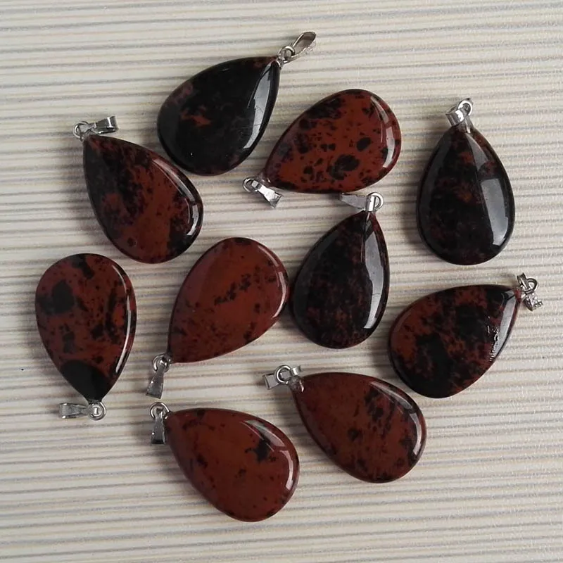 mahogany ; 12 шт. естественные каменные подвески с камнями в форме капли воды для изготовление ювелирных ожерелий - Окраска металла: mahogany