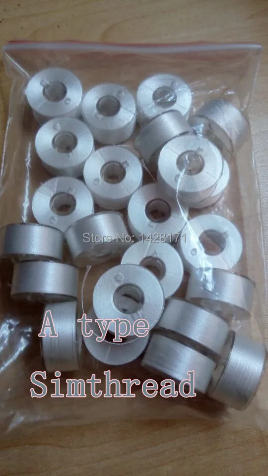 

50pcs Simthread white 75D/2 polyester filament classic 15 A type plastic side bobbin thread with free shipping.