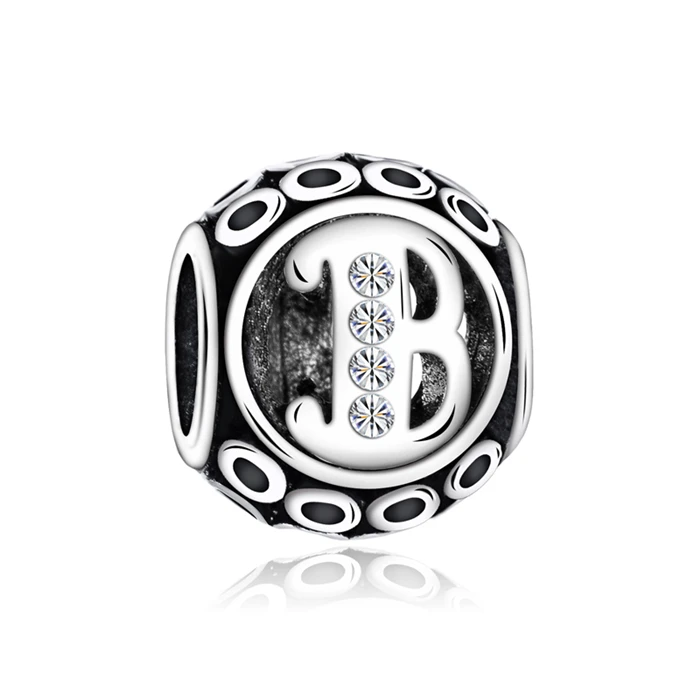 Btuamb Высокое качество Кристалл полый круглый письмо шарм для браслета Pandora браслеты ожерелья для женщин подарок на день рождения DIY ювелирные изделия - Цвет: Style 16