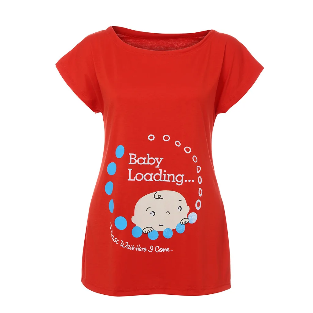 Женская футболка с милым принтом для беременных; топы с круглым вырезом и короткими рукавами; одежда для беременных; костюм abbigliamento premaman