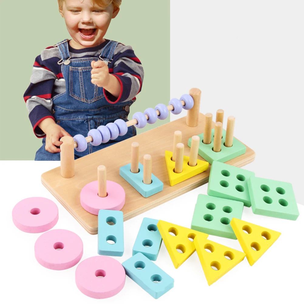 Распознавание цвета игрушки деревянные блоки стек доска набор дошкольников Развивающие игрушки для малышей Детские Игрушки для раннего