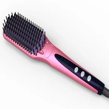 

2016 High Quality Anion Digital Electric Hair Straightener Brush Comb Detangling Straightening Irons Hair Brush EU/ US/ UK Plug