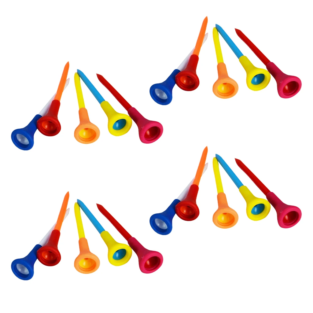 20 Pieces Durable Soft Rubber Cushion Top Golf Tees 83mm Random Color Rubber Cushion Top Golf Tee