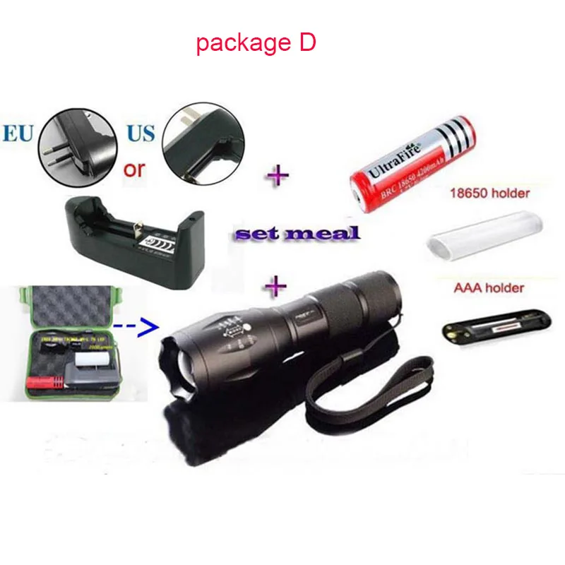 Розничная коробка E17 CREE XM L T6 фонарик Высокая мощность светодиодный
