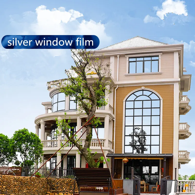 

1.52x15m Whole Roll Silver&Silver Mirrored Window Film Solar Tint 90% UV Proof anti scratch for Home Office