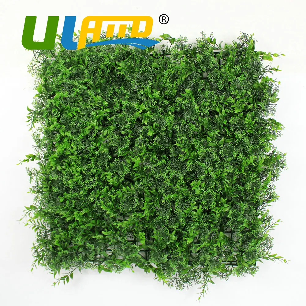 

ULAND 50x50cm/pc Decorative Artificial Green Leaves Privacy Fence Screening Mat Plastic Boxwood Hedges UV Home Wall Decoration