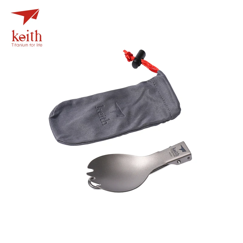 Keith Titanium Spork plegable camping cubiertos viajes tablewares picnic al aire libre senderismo conveniente Tenedores cuchara 17.5g ti5301