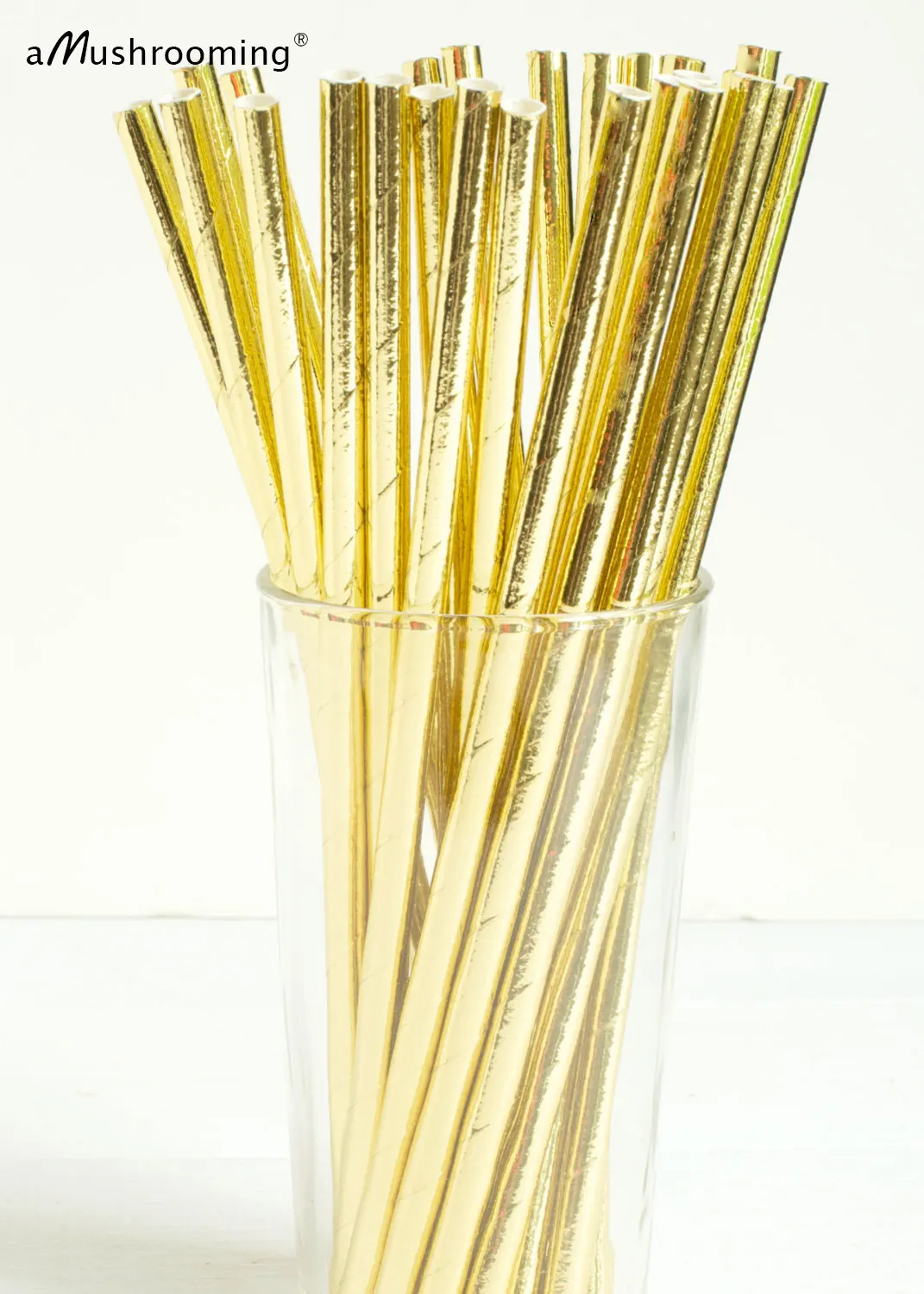 Wholesale Metallic Shiny Gold Paper Straws Gold Wedding Party Bachelorette Party, Baby Shower