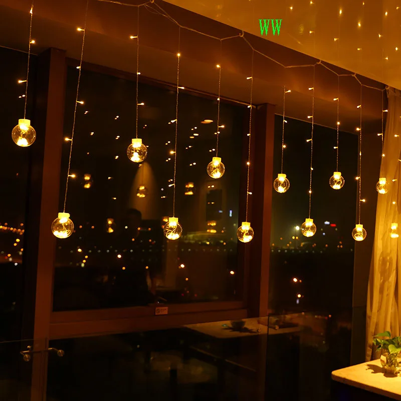 Inicio dormitorio decoración Luces 3 M 12 piezas transparente deseando bolas LED cortina de hadas Luces de hadas romántica boda Luces Navidad Inicio dormitorio decoración Luces 3 M 12 piezas transparente deseando bolas LED cortina de hadas Luces de hadas romántica boda Luces Navidad