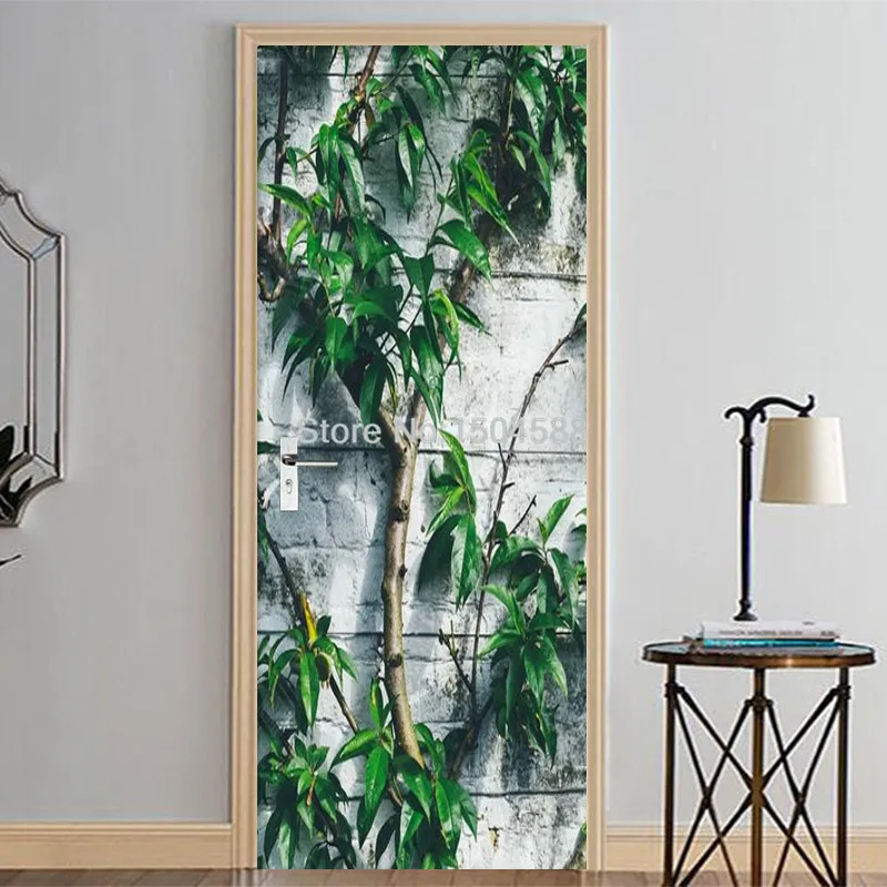 2 шт./компл. самоклеящаяся дверная Наклейка 3D растение дерево современные обои гостиная кухня водостойкая дверь Переводные рисунки