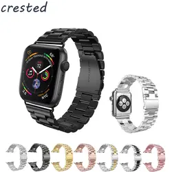 Роскошные Нержавеющая сталь ремешок для apple watch группа 42 мм/38 мм/44 мм/40 ссылка браслет ремешок для iWatch 4/3/2/1 металла наручные пояс