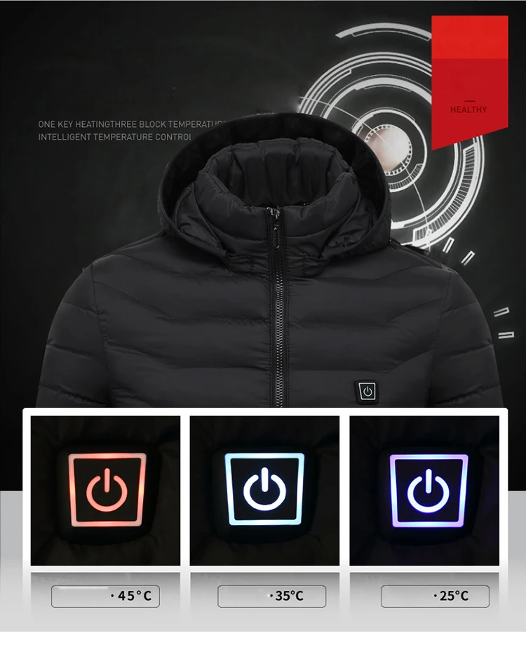 Умная постоянная температура мужская женская зимняя с подогревом USB с капюшоном Рабочая куртка пальто Регулируемый контроль температуры Одежда