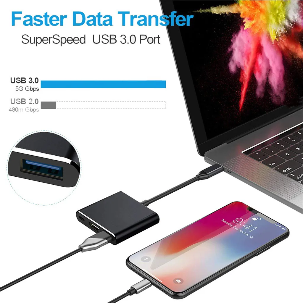 USB 3.0 Type C в серый цвет Φ 4K HDMI 3 1 Кабель адаптер концентратора для Apple Женский