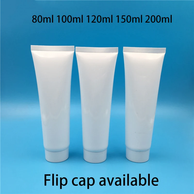 

80ml 100ml 120ml 150ml 200ml White Plastic Cosmetic Tube Facial Cleanser Hand Cream Squeeze Hosepipe Bottle 50pcs Free Shipping