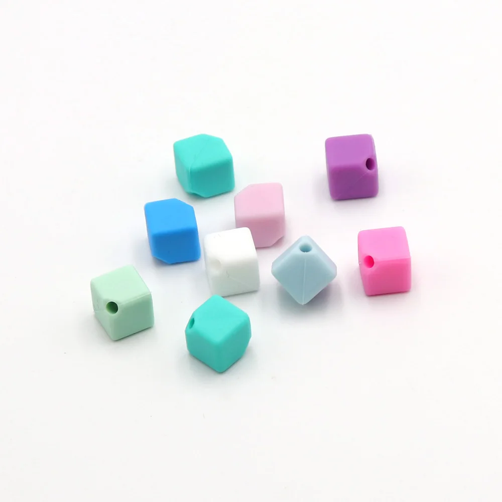 TYRY. HU 10 шт./лот, силиконовые бусины в форме кубика, пищевой силиконовый материал для детского браслета, ожерелья, детские подарки для прорезывания зубов