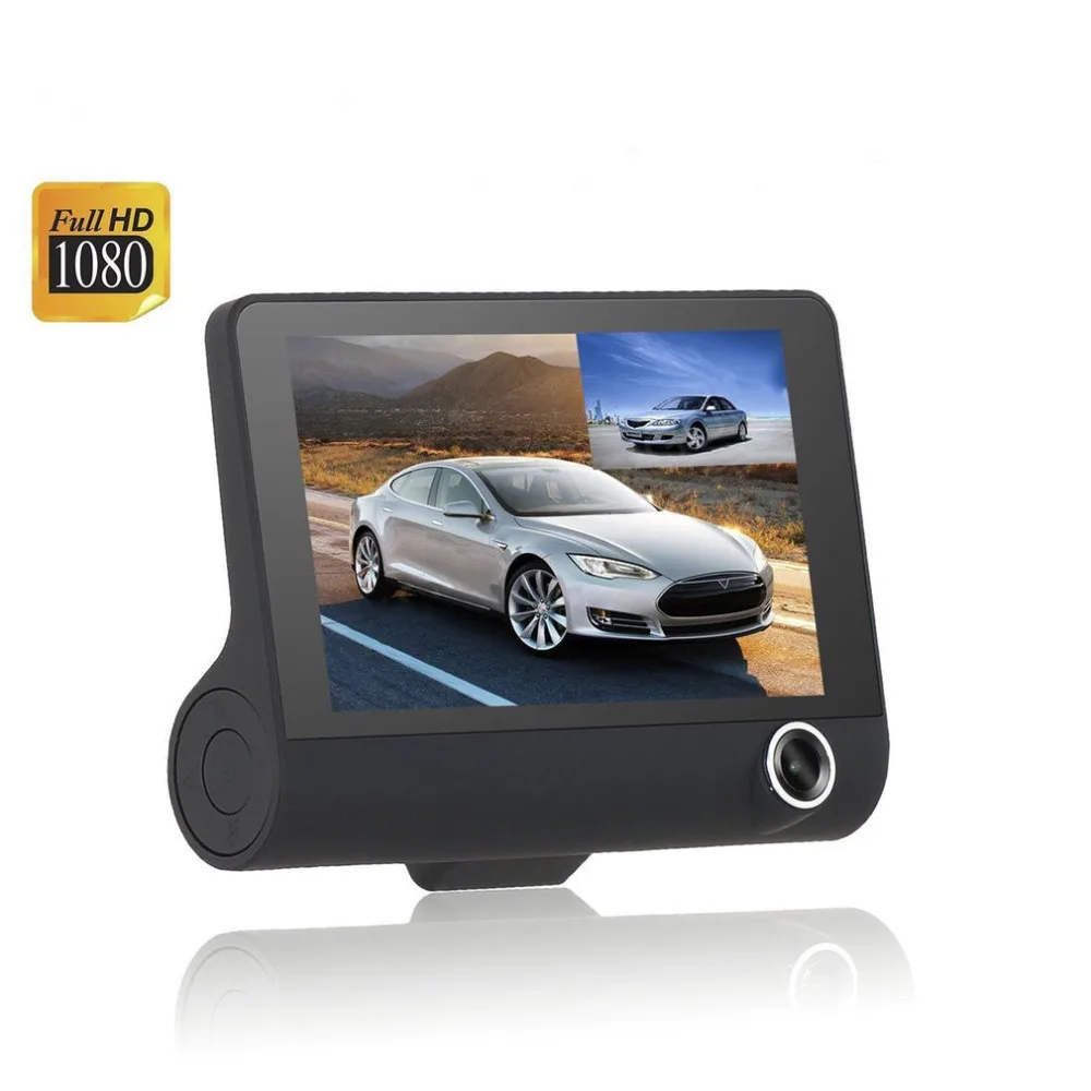 

New1080P HD 4" LCD Car DVR Camera Video Recorder With G-Sensor 170 degree 3 Lens Recorder + Rearview Camera Support Night Vision
