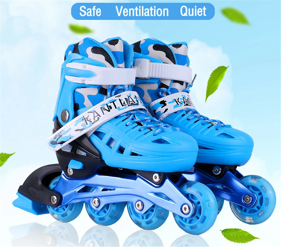 Одиночные мигающие роликовые коньки для детей PU Роликовые кроссовки Quad Skate регулируемые Инлайн ролики для слалома обувь хорошая как SEBA IA70