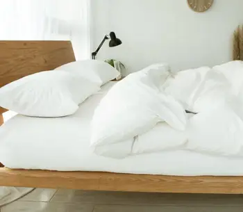 

4pcs Simple White Color Pure Cotton Bedding Set Duvet Cover Flat Sheet Fitted Sheet Pillowcases Ins Chic Life