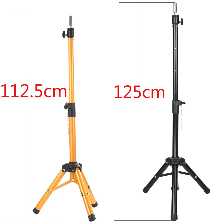 Adjustable 125Cm luxurious Golden Black Profession Tripod Stand Holder for Hairdressing Training Mannequin Canvas Head Wig Tools Adjustable 125Cm luxurious Golden Black Profession Tripod Stand Holder for Hairdressing Training Mannequin Canvas Head Wig Tools