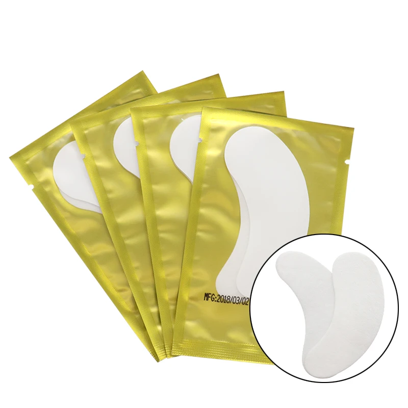 

Golden Packing Grid Eye Lash Lint Free Eye Pads Eyelashes Paper Patches For Eyelash Extension 50pairs/lot