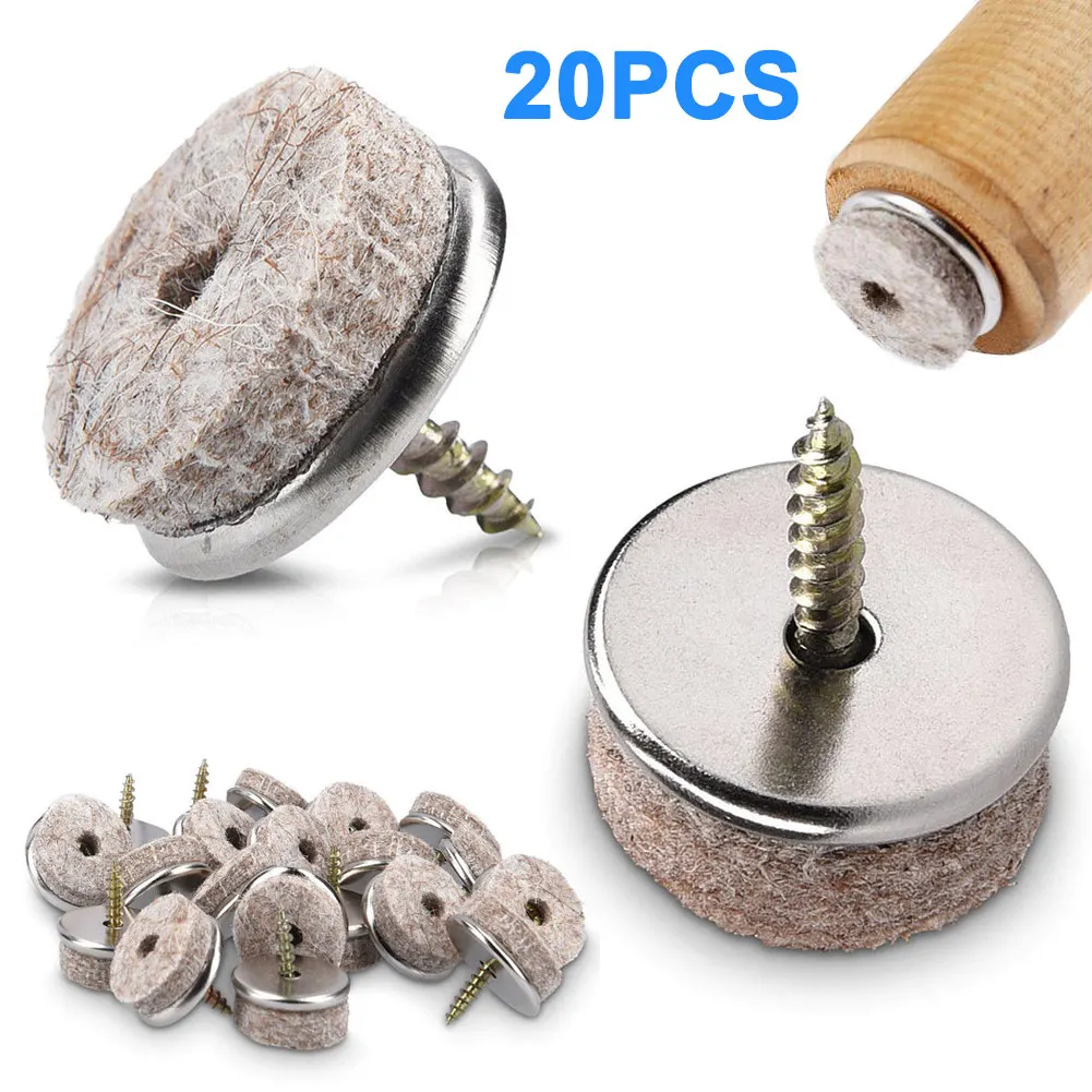 

20Pcs Furniture Felt Glides with Screw Chair Glider Set Floor Protection FPing