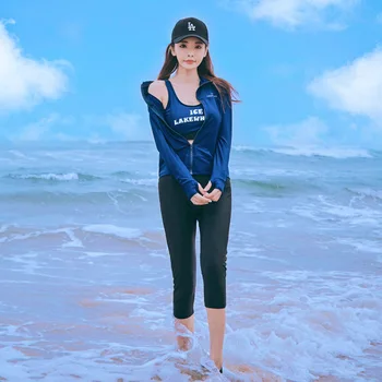 

Plus Size Rash Guard For Women Wetsuit Split Swimsuit Surfing Swimsuits Bath Suits Windsurfing Long Sleeve Pants Sleeping 2019