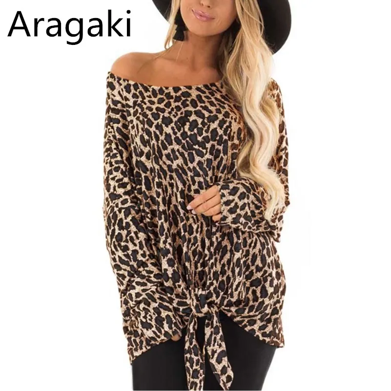 Aragaki для женщин футболки с длинным рукавом leopard Топы корректирующие Винтаж