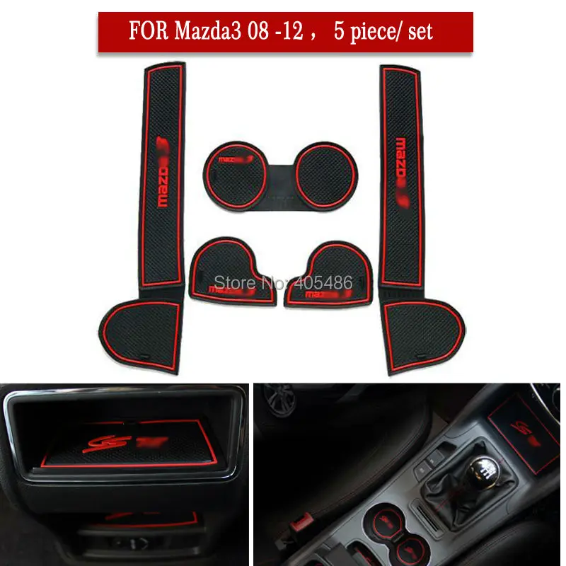 

5 Pcs/Set Car Styling Gate Slot Pad Interior Door Groove Mat Latex Anti-Slip Cushion For Mazda 3 2008 2009 2010 2011 2012