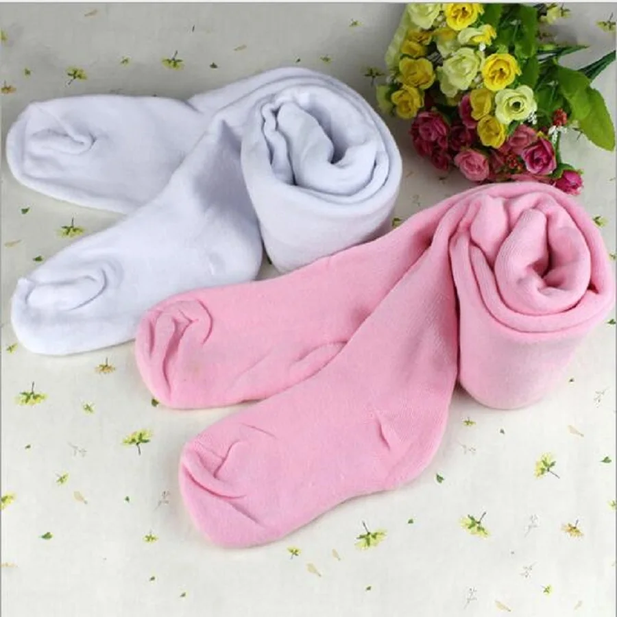 Cheap Winter Thickest Warm Pink White Cotton Blends Ballet Dance Tights Baby Tights Pink White Footless Baby Ballet