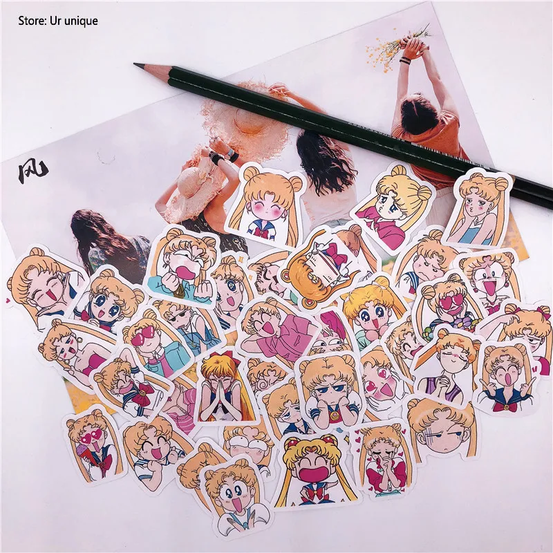 

42 pcs Japanese cartoon Sailor Moon for phone car Label Decorative Stationery Stickers Scrapbooking DIY Diary Album toy Sticker