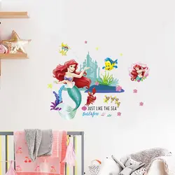 Disney новые милые дети мультфильм DIY стикеры Детская комната украшения детский сад принцесса ванная комната водостойкие временные наклейки