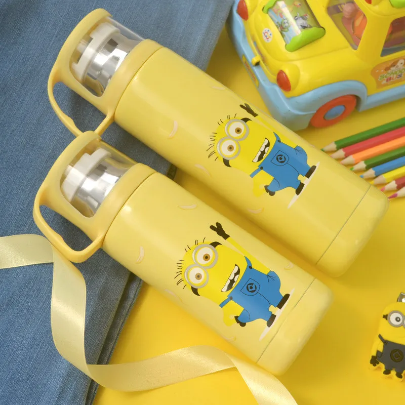 

500mL Children Water bottles kCute Cartoon of Male and Female Students Portable Stainless Steel Custom Lettering Water Glass