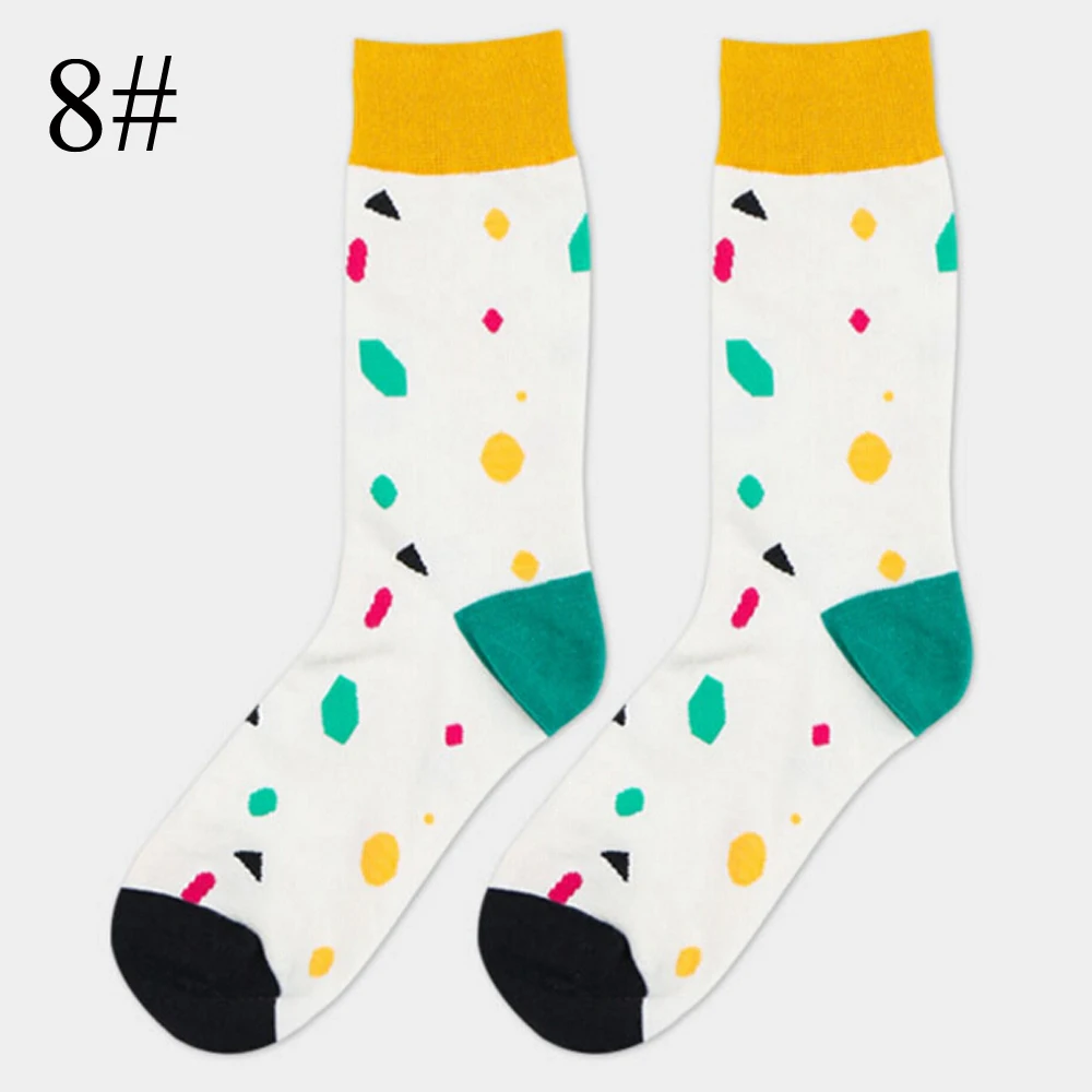 1 пара, Харадзюку, цветные полосатые хлопковые мужские носки, художественные жаккардовые носки, популярные цветные длинные носки в горошек в стиле хип-хоп, счастливые носки, антибактериальные носки - Цвет: 8
