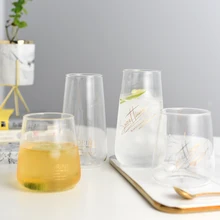 Золотая буквенная стеклянная большая чашка для сока живота термостойкая чашка для завтрака стеклянная чашка