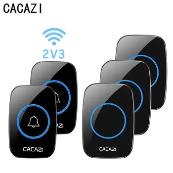 

CACAZI AC 100-240V Doorbell Waterproof 180m Work Range Wireless Door bell EU 2 transmitters+3 Receivers 38 Ring Tunes Door Chime