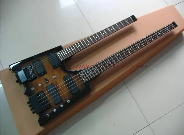 Cheap Good Quality Factory Custom Shop Headless Guitar Double Neck s 4+6 Strings Electric Guitar Rosewood Fretboard headless guitar