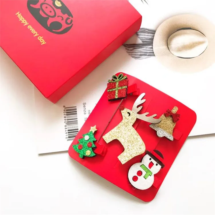 kid Christmas Santa Claus hair accesories hairpin headband gift box baby girl hairclip baby girl hair accessories children cute (4)