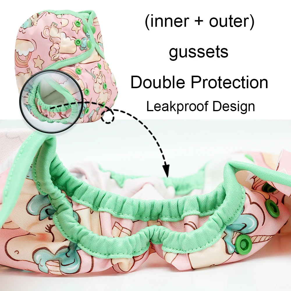 Goodbum ткань для новорожденных под которыми легко скрыть Подгузники Регулируемая Водонепроницаемый пуль двойная ластовица единорог с 3 кг-15 кг