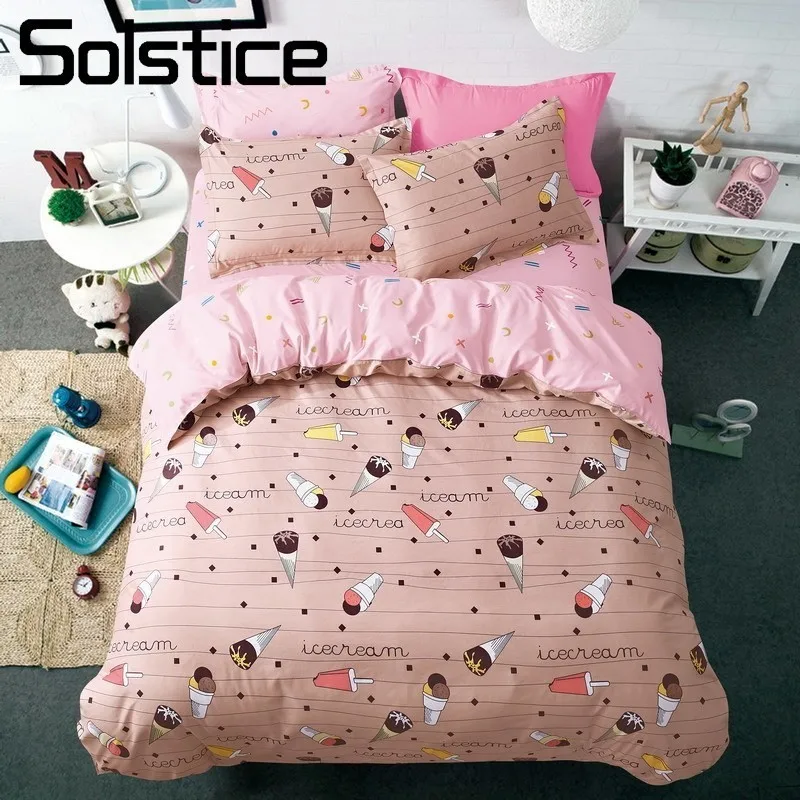 

Solstice Textile Ice Cream Cartoon Bedlinen Child Student Bedding Sets Sheet Duvet Cover Pillowcase Twin Full Queen King 3/4Pcs
