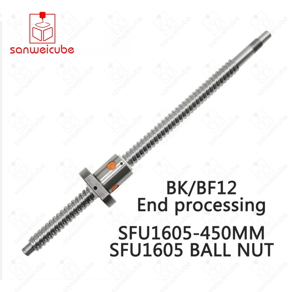 

SFU1605 16mm 1605 Ball Screw Rolled C7 ballscrew SFU1605 450mm with one 1605 flange single ball nut for CNC parts and machine