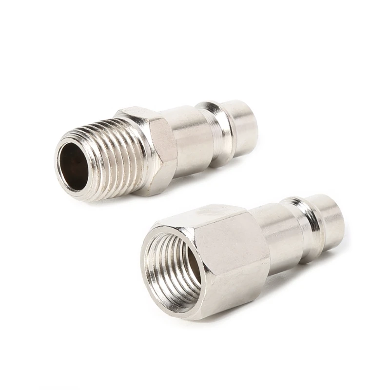 

6 Pcs EURO Quick Release Air Line Hose Compressor Fitting Connector Set 1/4'' BSP Steel Nickel Plated