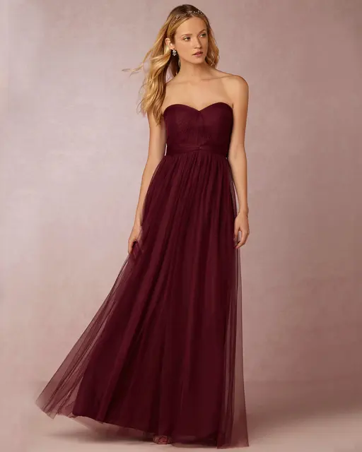 Annabelle Rose Shadow Grey Wine Colored Bridesmaids Dresses Tulle Annabelle Rose Shadow Grey Wine Colored Bridesmaids Dresses Tulle Floor Length Sweetheart Burgundy Bridesmaid Long
