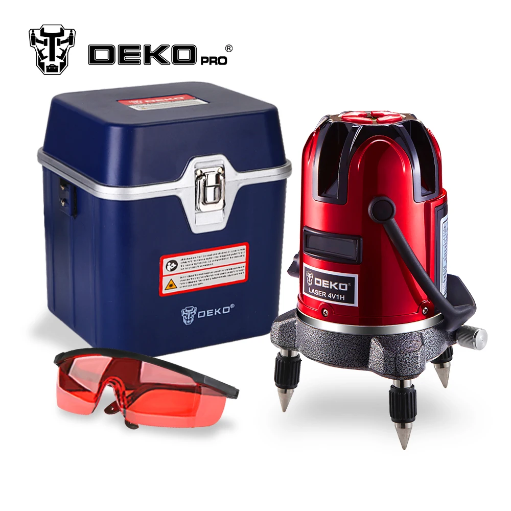 DEKOPRO LL5 Series 5 Lines 6 Points Laser Level Self Leveling Multipurpose Cross-Line Outdoor Tilt Mode Can be Used w/ Tripod