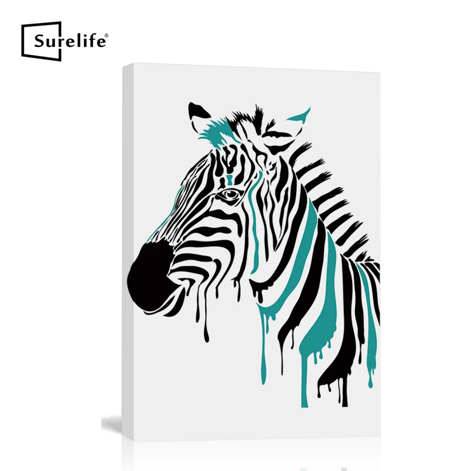 

Watercolor Zebra Canvas Painting Stretched on DIY Wooden Frame Solid Pine Wood Pictures Frame Poster Print Wall Art Home Decor