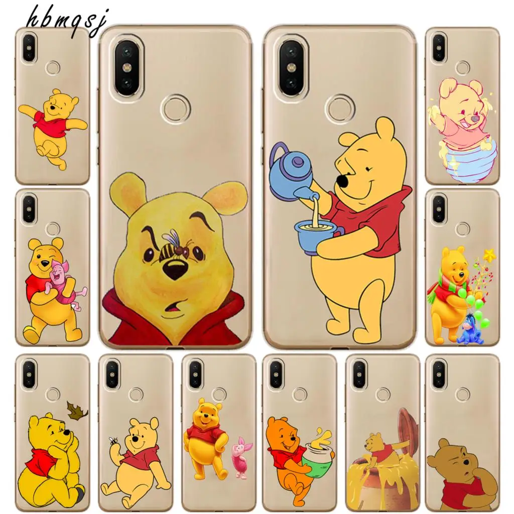 

Cartoon for xiaomi mi a2 lite redmi 6pro case 5.84 inch cute pooh bear transparent silicone soft for mi a2 lite phone back cover