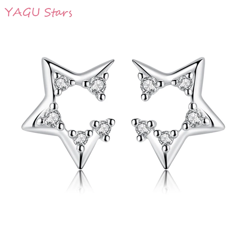 Simple Personality Star Zircon Earrings 925 Sterling Silver Opening For Women Jewelry Girl Gift oorbellen Y-E220 | Украшения и